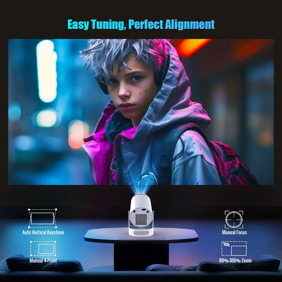 Magcubic HY300 Pro+ Android14 Projector 8000 Lumens 720P Outdoor Portable Movie Home with 5W Speaker WiFi6 BT5.4 Upgrated HY300
