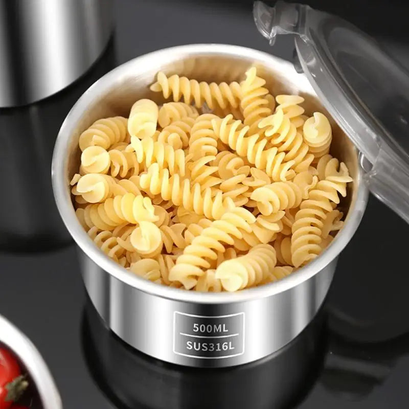 Stainless Steel Storage Jars Set 500/900/1400ml Sealed Containers Kitchen Organizer for Fresh Grain Vegetable Coffee