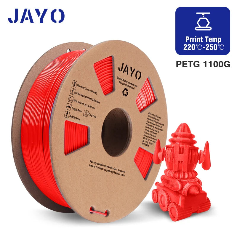 JAYO PETG/PLA+/SILKPLA/PLAMeta/PLAMatte/ABS/ PLA Filament 1.75mm 1.1/0.65KG 3D Printer Filament For FDM 100% No Bubble Mix Color