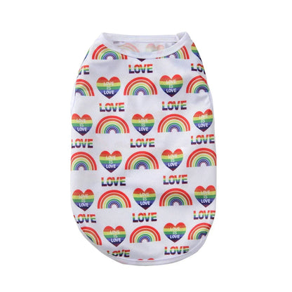 Breathable Dog Clothes For Small Medium Dogs Cats Summer Creative Rainbow Print Puppy Vest T-shirt Schnauzer Pug Pet Costume