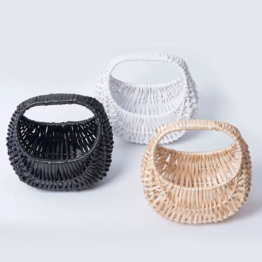 Willow Woven Hand-held Flower Basket DIY Flower Basket Picnic Rattan Basket Storage Basket Photography Props Holiday Gift Basket