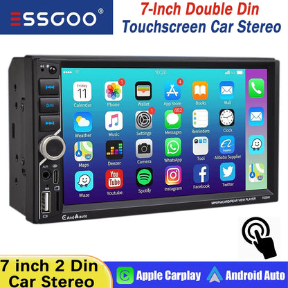 7 Inch HD Touch Screen Car Radio 2 Din High Quality Video Player Wince Wireless CarPlay Android Auto Bluetooth Rear Camera
