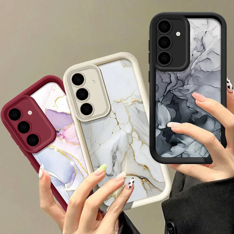 Marble Pattern Case For Samsung Galaxy S25 S24 S23 S22 Ultra Plus S21 S23 S20 FE A56 A55 A54 A53 A52 A34 A14 5G Silicone Cover