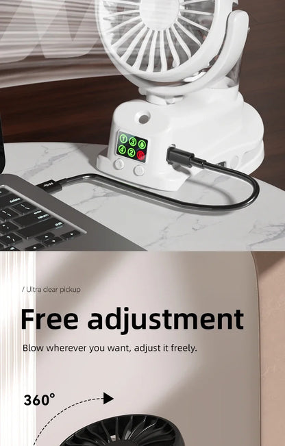 Refrigerating Clip Spray Fan USB Rechargeable Office Dormitory Outdoor Multi-Functional Desktop Clip Fan Moisturizing