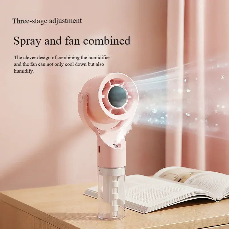 Portable Handheld Spray Mist Fan Mini Turbine Rechargeable Cooling Fan For Desktop Outdoor Camping Student Dormitory Summer Use