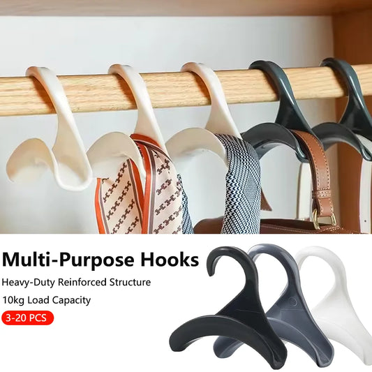 3-20pcs Widen Plastics Hanger Connection Hook Stackable Space Saving Storage Multifunctional Bag and Hat Hanging Rack