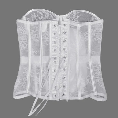 Sexy Thin Body Shaper Underwear Corset Waist Trainer Lingerie Lace Corsets Perspective Mesh Shapewear Women Fashion Clothes Faja