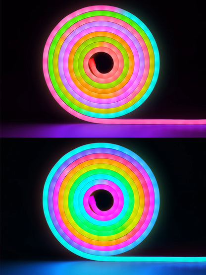 WS2812 RGBIC RGB LED Neon Light Strip,5V USB Waterproof Bluetooth Diode Neon Tape Ribbon with Remote for Room Ceiling Decoration