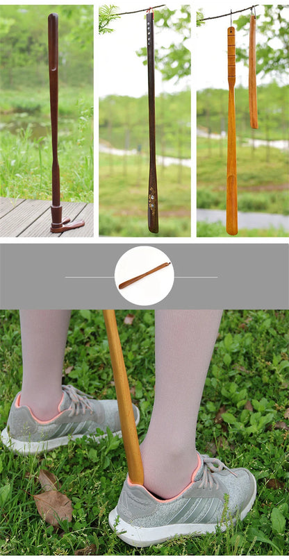 Professional Shoe Spoon Home Tools Durable Professional Wooden Shoe Horn Flexible Wood Long Handle Shoehorn Useful Shoe Lifter