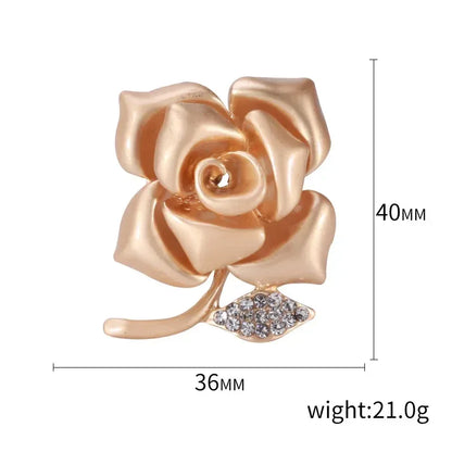 Valentine's Day Enamel Rose Brooches for Women Rhinestone Plant Flower Pins Banquet Party Backpack Gifts Jewelry Accessories