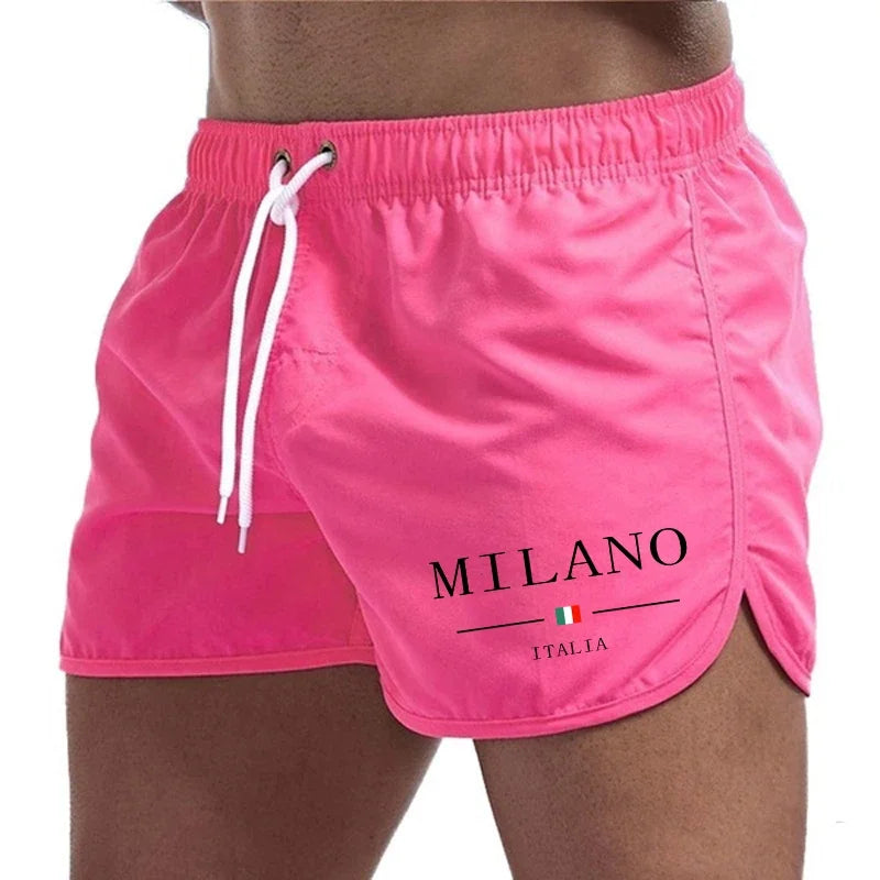 2025 Summer Men's Beach Shorts Urban Print Beach Trunks Jogging Casual Pants Quick Drying Swimming Homme Surf Lightweight Shorts