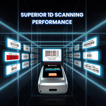 EYOYO Bluetooth QR 2D 1D Barcode Scanner With LED Display Wireless Laser Bar Code Reader for IOS Android Windows Mobile Payment