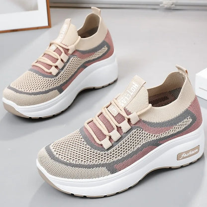 Spring Autumn New Women breathable Thick Bottom women sneakers Casual Comfortable Shoes Lace up Fashionable Versatile shoes