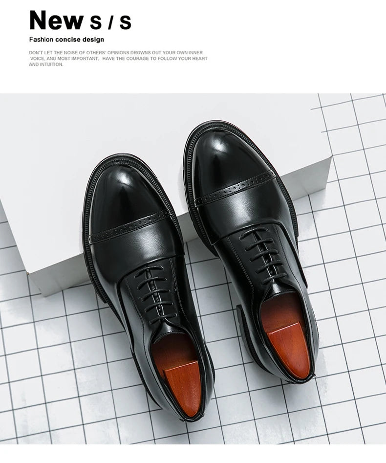 High Quality Brogues Wedding Leather Shoes Men Classic Formal Office Casual Business Shoes Man Social Oxford Men's Dress Shoes