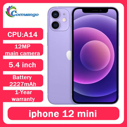Original iPhone 12 Mini 5G Mobile phone 4GB&64/128/256GB IOS A14  5.4'' Dual 12MP APPLE used Cellphone iphone12mini Face ID NFC