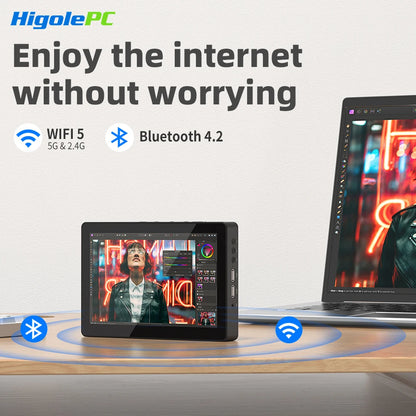 Higole F3APL 8'' Fanless Mini PC with Screen Intel J3455 Windows 10 WiFi5 4GB 64GB 2340mAh 4K Laptop Desktop PC Mini Computers