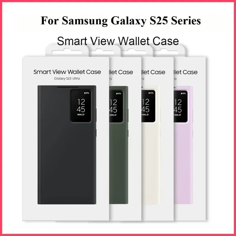 Original High Quality Smart Display LED View Windows Case For Samsung S25 Ultra S24 S23 S22 Plus Flip Wallet Card Phone Cover