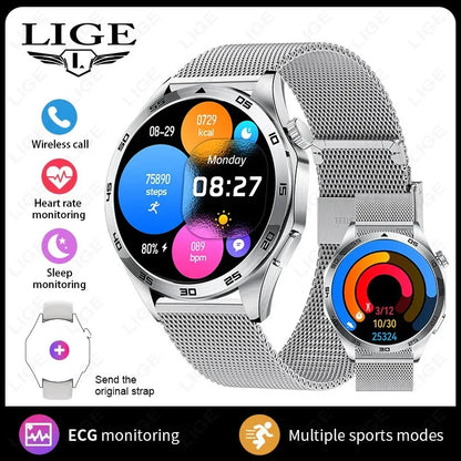 2025 New Blood Pressure Smart Watch Men ECG Monitoring Heart Rate Monitor Women Smartwatch BT Call Fitness Tracker Sport Watches