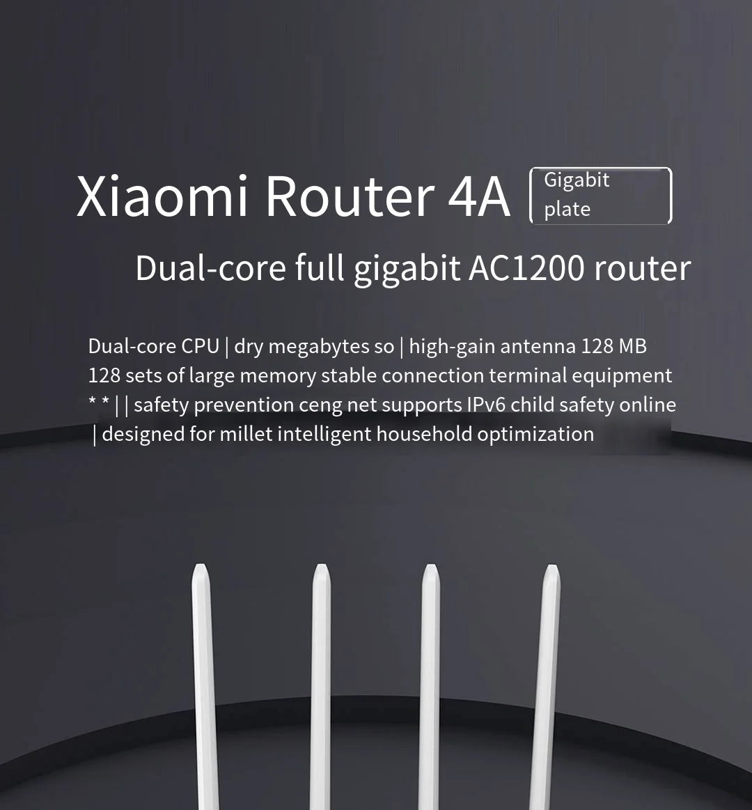 Xiaomi Router 4A Gigabit Edition 1000M 100M 5GHz 2.4GHz WiFi ROM 16MB DDR3 64MB 128MB High Gain 4 Antennas Remote Mi APP Control