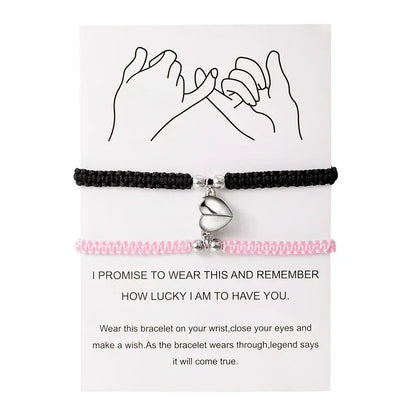 Handmade Heart Magnet Bracelet for Women Men Fashion Adjustable Braided Couple Bracelet Lovers Bestie Friendship Jewelry Sets