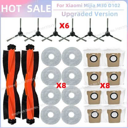 Fit For Xiaomi Mijia M30 D102, Xiaomi X20 Pro D102GL / X20 Max D109GL Parts Main Side Brush Filter Mop Cloth Dust Bag