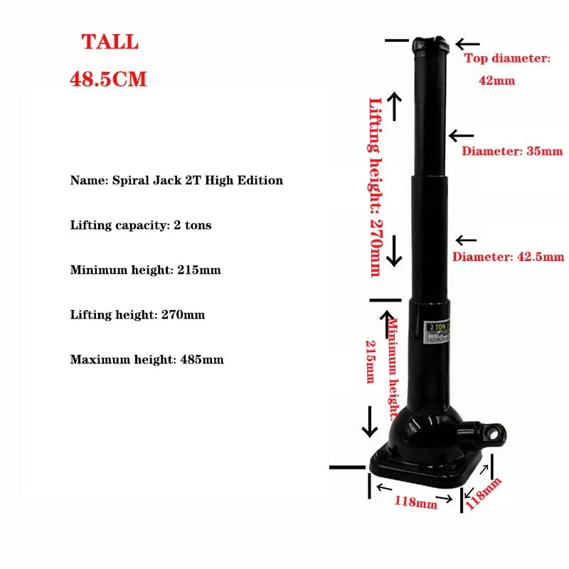 NEW High Quality Screw Jack Double Section 2 Tons Vertical Hand Jack Vehicle Maintenance Mechanical Top Mine Professional Top