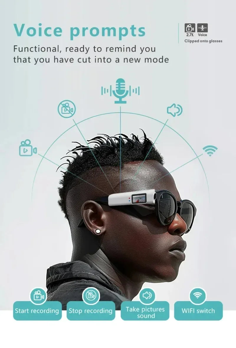 2.7K HD FPV Glasses Camera Wearable WiFi Video Camcorder 110°Wide Angle Lens Anti-shake Built-in Battery APP Control FPV Camera