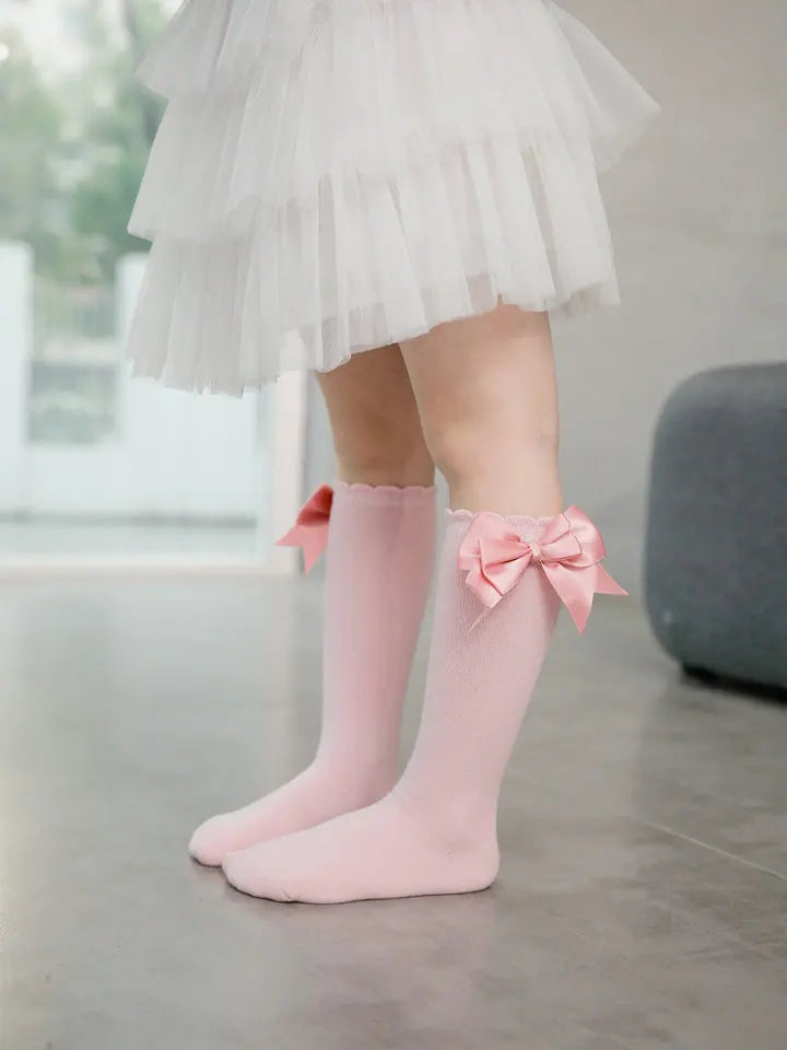 Winter Autumn Kids Knee High Socks Baby Girls Cotton Socks Big Bow Soft Toddlers Princess Children Long Socken For 0-5Years