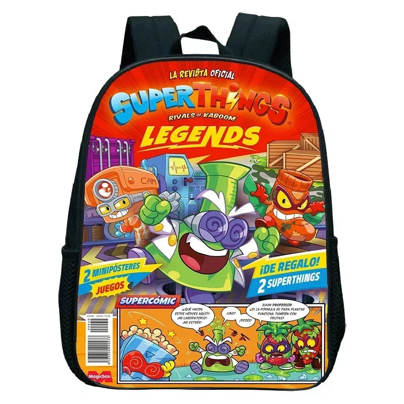 SuperThings Backpack Toddler Cartoon Schoolbag Boys Girls Kindergarten Bag Waterproof Kids Bookbag 12 Inch