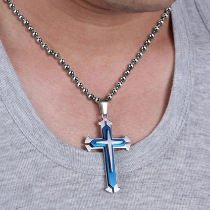 Minimalist Cross Chain for Men – Cool Black & Gold CZ Pendant, Punk Streetwear Gift
