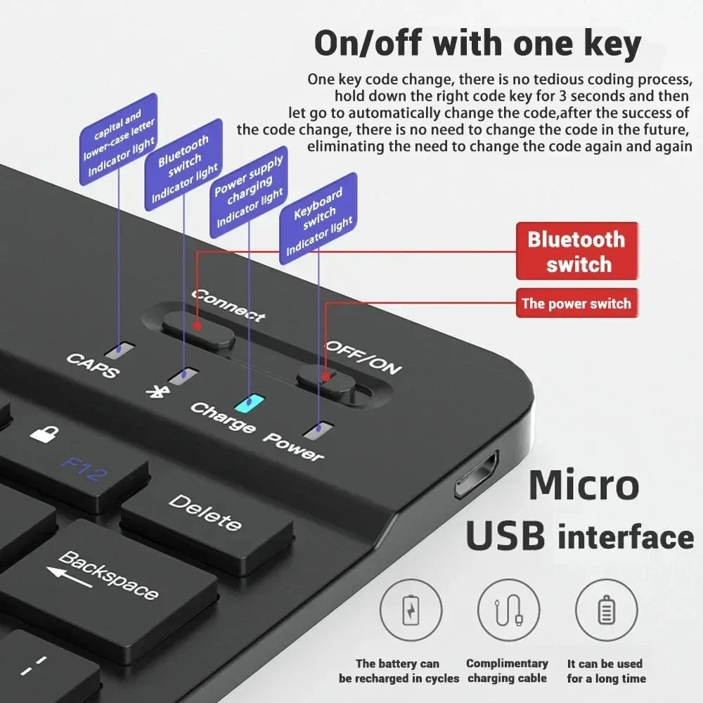 Mini Keyboard Wireless Bluetooth Keyboard 7 Color Backlit Rechargeable Keyboard Silent Keyboard For PC Android Windows iPad