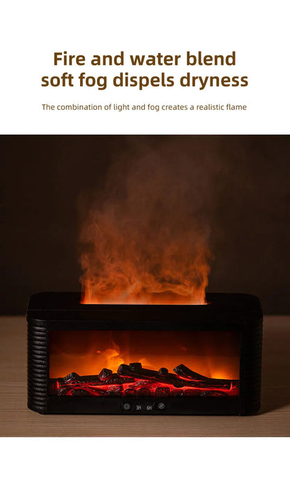 250ml Flame Fireplace Aroma Humidifier Colorful Light Aromatherapy Essential Oil Diffuser with Timed Auto Off for Home Bedroom