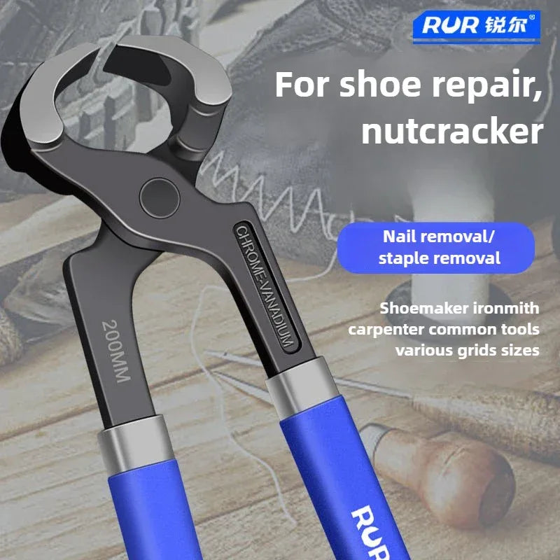 RUR Tower Pincers Non-slip Grips Pliers Flat Mouth Cattle Horse Hoof Nippers Snips Puller Hand Tools Pulling Nails Cutting Wires