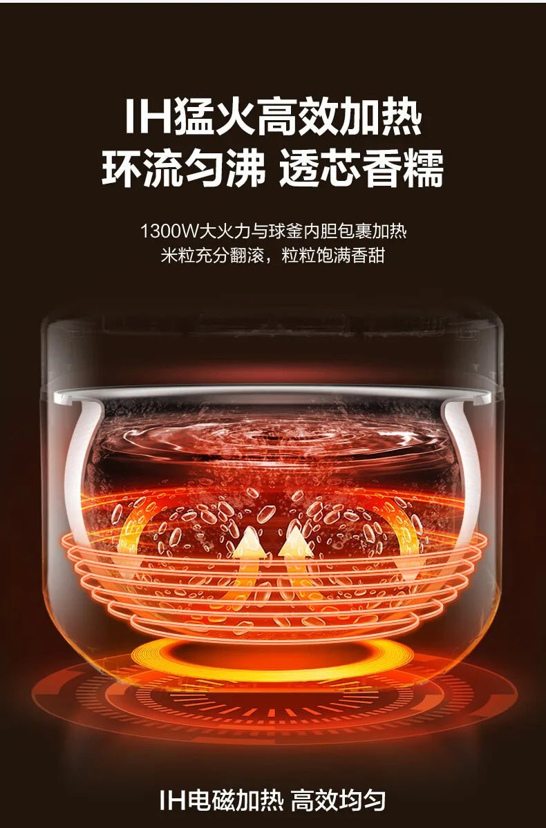 SUPOR 4L IH Ball Pot Rice Cooker Titanium Uncoated Non-Stick 316L Liner For 3-8 People 220V