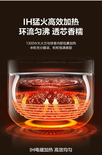 SUPOR 4L IH Ball Pot Rice Cooker Titanium Uncoated Non-Stick 316L Liner For 3-8 People 220V