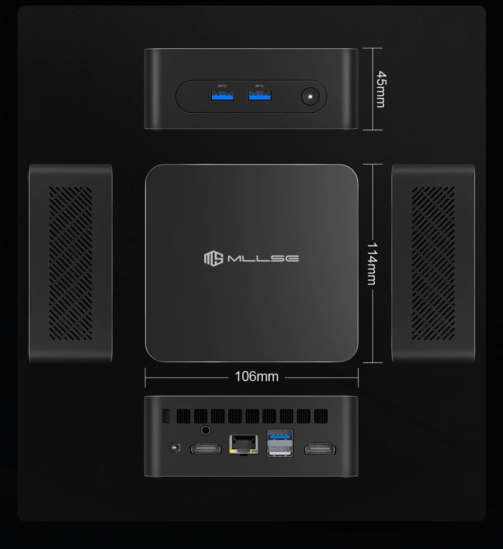 MLLSE M2 Plus Mini PC Intel Celeron 5205U Processor 8GB RAM 256GB ROM WiFi 5 BT4.2 Windows 11 Pro Desktop Computer