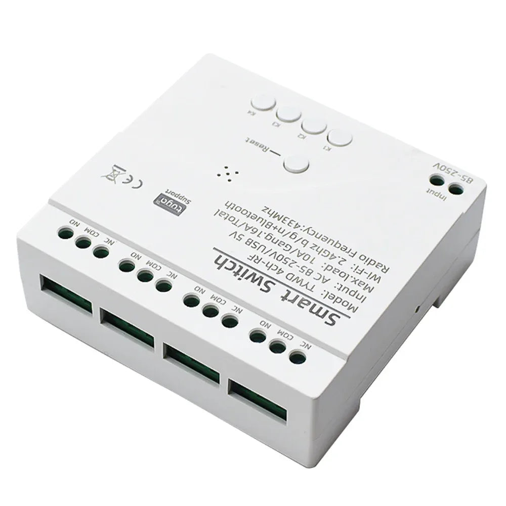 Tuya Smart Home 4CH Relay Module AC/DC 7-32V AC 220V 10A Wifi Switch 4 Channels RF433 Receiver Work With Vioce Alexa Google Home