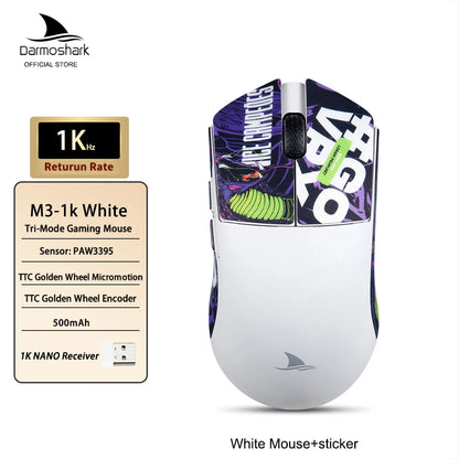 Darmoshark M3 Gaming Mouse Dual Mode 8K Wireless Tri-Mode PAW3395 Big Hand Macro Game Mouse 26000 DPI Lightweight Mice