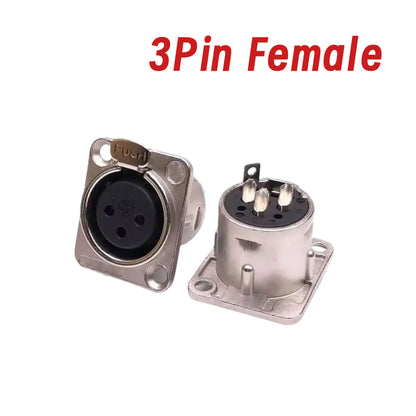 5pcs XLR Connector 3pin 4pin 5pin Male Female Panel Audio Microphone Jack Plug Connector Copper Contact Metal XLR Socket