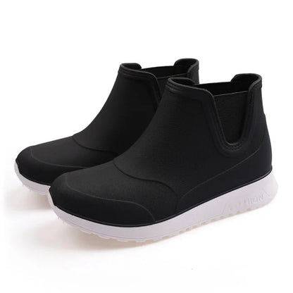Fashionable Winter Short Ankle Women's Rain Boots Waterproof Slip Resistant Car Wash Shoes Adult Fleece Lined PVC Ladies Footwea