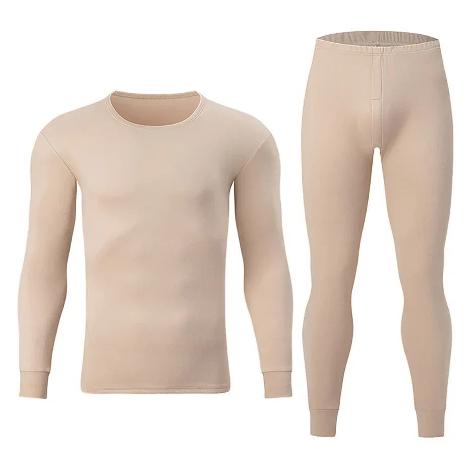 2-piece Autumn And Winter Men's Solid Color Simple and Versatile Round Neck Warm Underwear Set Comfortable Youth Home Clothes