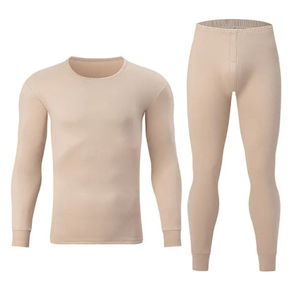 2-piece Autumn And Winter Men's Solid Color Simple and Versatile Round Neck Warm Underwear Set Comfortable Youth Home Clothes