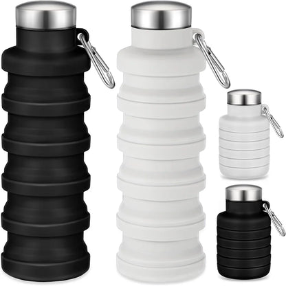 Collapsible Water Bottles Silicone Travel Foldable Portable Water Bottle Silicone Reusable Leakproof for Camping Hiking Cycling