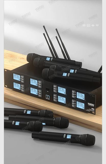 YUHSIU Professional UHF Wireless Microphone 8 channels Handheld lavalier Headset FM Mic For stage performance Band conference
