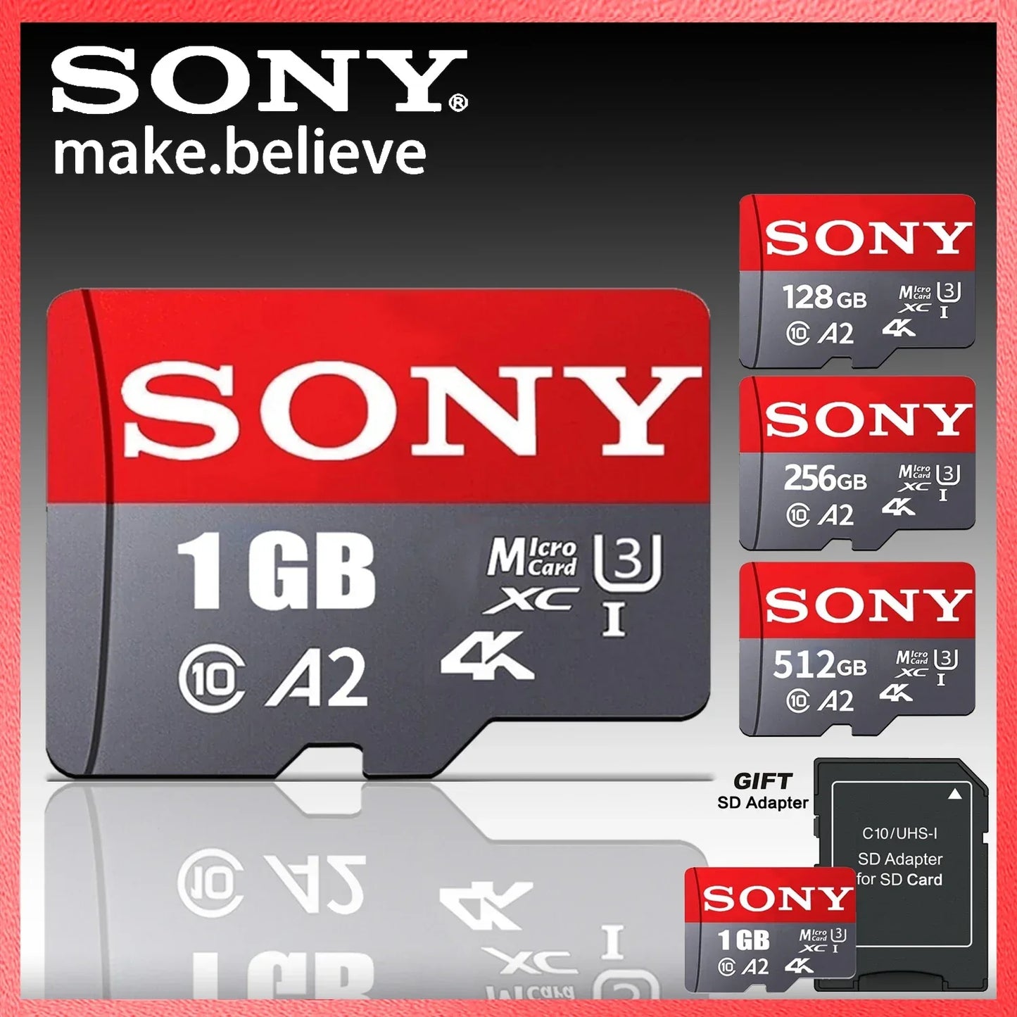 SONY SD Memory Card Extreme Micro TF SD Card 128GB 256GB 1TB 512GB A2 U3 V60 Flash Cards For Xiaomi Phone PC Camera