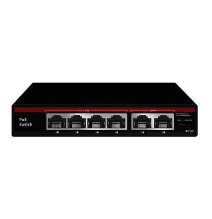 2026 POE Switch 6 Ports 10/100Mbps AI Smart Ethernet Switch with 2 Uplink RJ45 Ports AI Smart Switch for IP Camera/Wireless AP