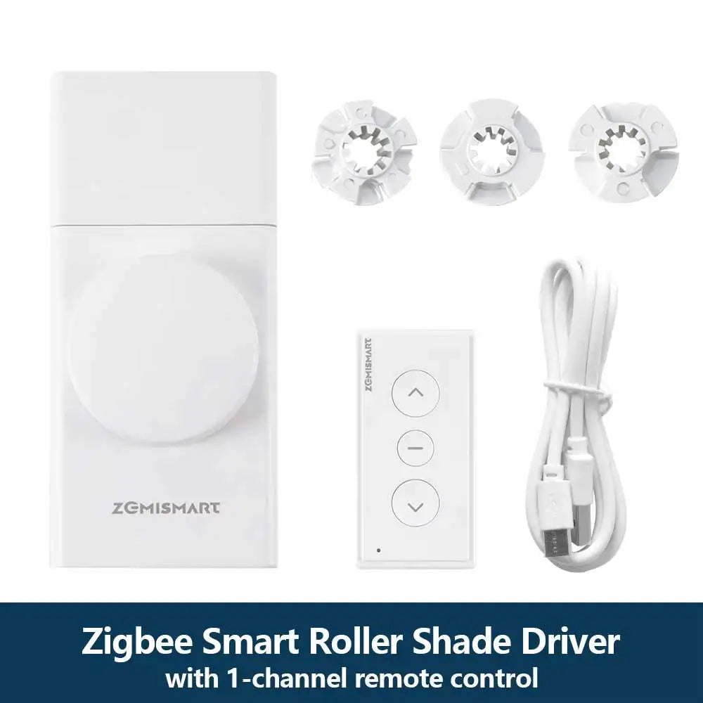 Zemismart Zigbee Smart Roller Shade Driver Built in Battery with Knob Control Speed Work with Tuya App Alexa Google Home Voice