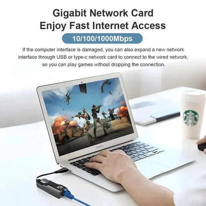 1000Mbps USB3.0 To Rj45 Network Adapter RTL8153 Lan Ethernet Adapter 100/1000Mbps Network Card For Macbook Laptop Win10/11