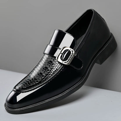 Men's Fashionable British Style Leather Shoes Slip-On Loafers Comfortable Anti-Slip Formal Derby Shoes-HT187