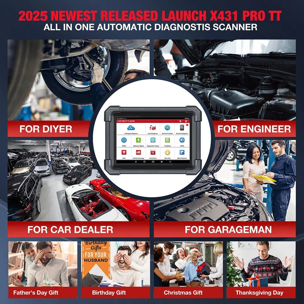 LAUNCH X431 PRO TT Car Diagnostic Tool OBD2 Scanner Full Systems ECU Coding Active Test VAG Guided DBScar VII ADAS Calibration